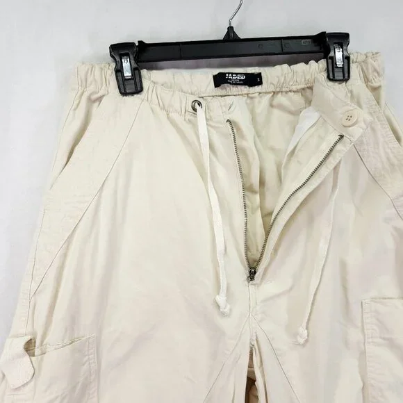 Jaded London Ecru Parachute Cargo Pants Size Small Baggie 30" Elastic Waist - Picture 7 of 15